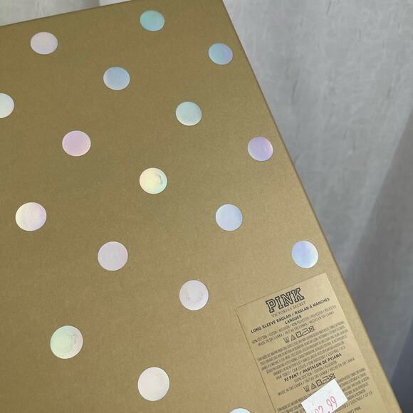 💕 Victoria’s Secret PINK Gift Display Decor Box Gold Brown Holograph Polka Dots - Picture 12 of 16